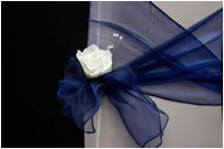 Blue Ribbon with White Rose