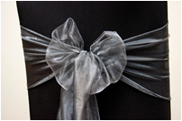 Silver Shimmer BOw on Black Chair